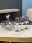 TREND HOME Anthracite Set de 6 verres à pied avec carafe