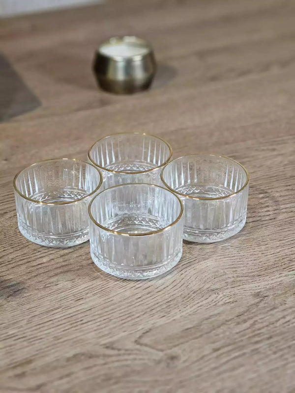 TREND HOME ROYAL GLASS Lot de 4 coupelles apéritif en verre gold