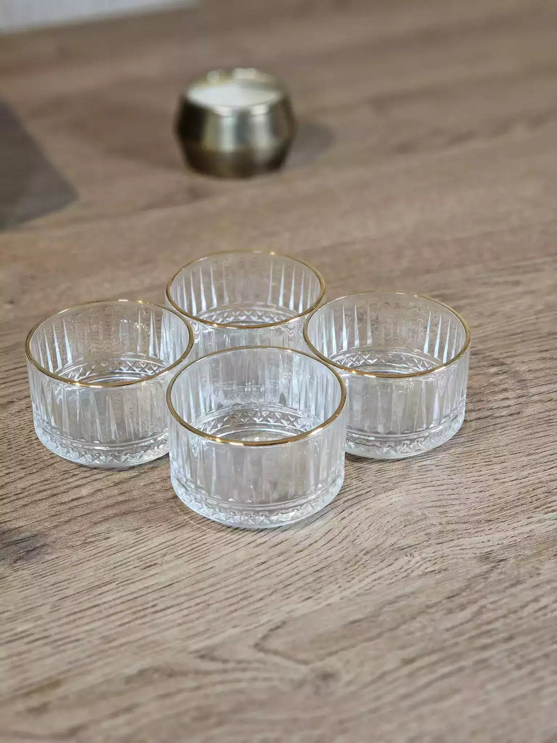 TREND HOME ROYAL GLASS Lot de 4 coupelles apéritif en verre gold