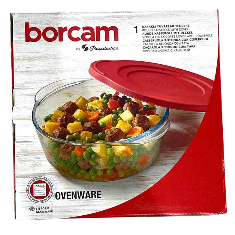 PASABAHCE BORCAM Plat à four avec couvercle rond 1450 ml - Bella Home