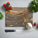 BELLART - Marbre Doré - Planche à découper en verre à impression UV 35x25 cm