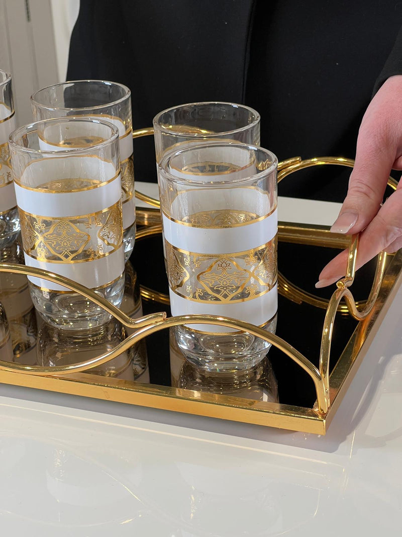 TREND HOME WHITE ORIENT Set de 12 verres gold