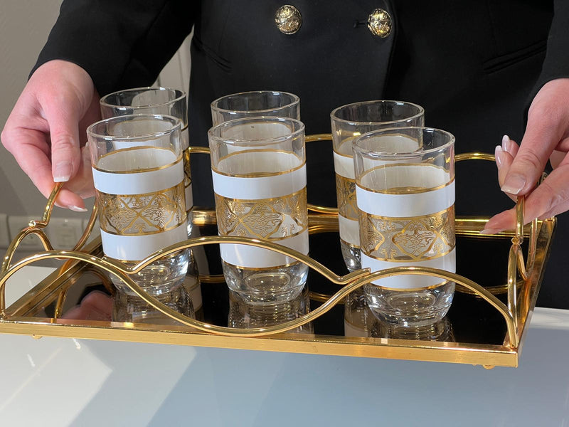 TREND HOME WHITE ORIENT Set de 12 verres gold