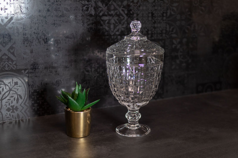 Sucrier bonbonnière en verre avec couvercle - Cam Kapaklı Şekerlik Vazo - Süßigkeitenschale aus Glas mit Deckel