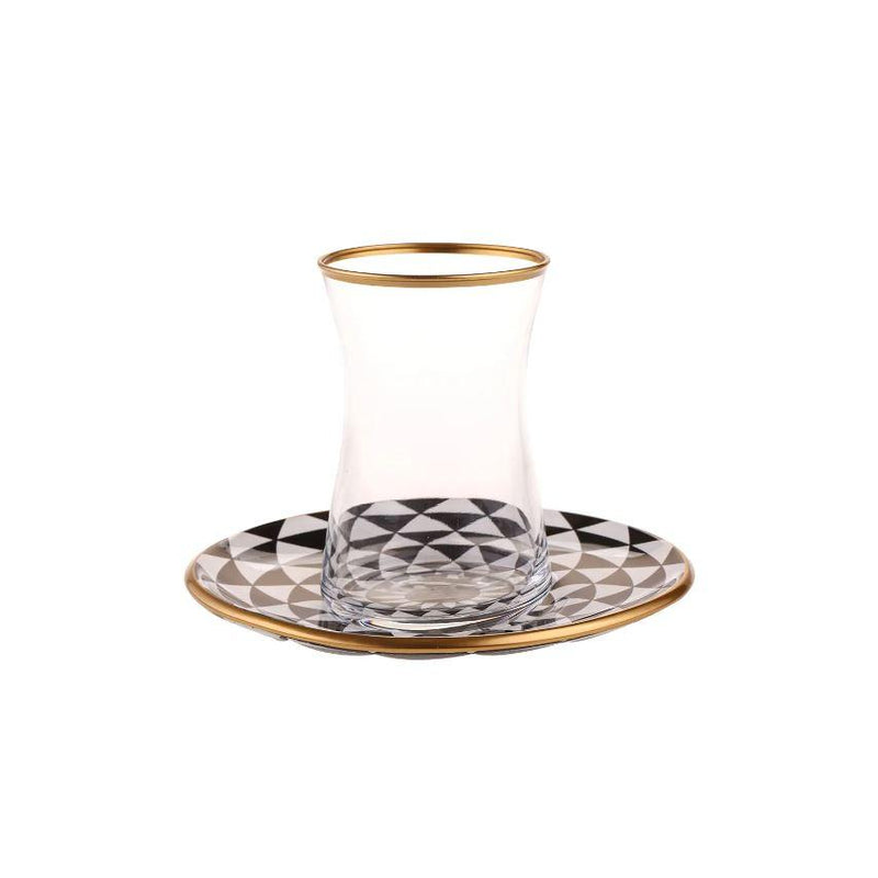 KARACA BLACK GOLD set verres à thé 6 personnes - 6'li çay seti