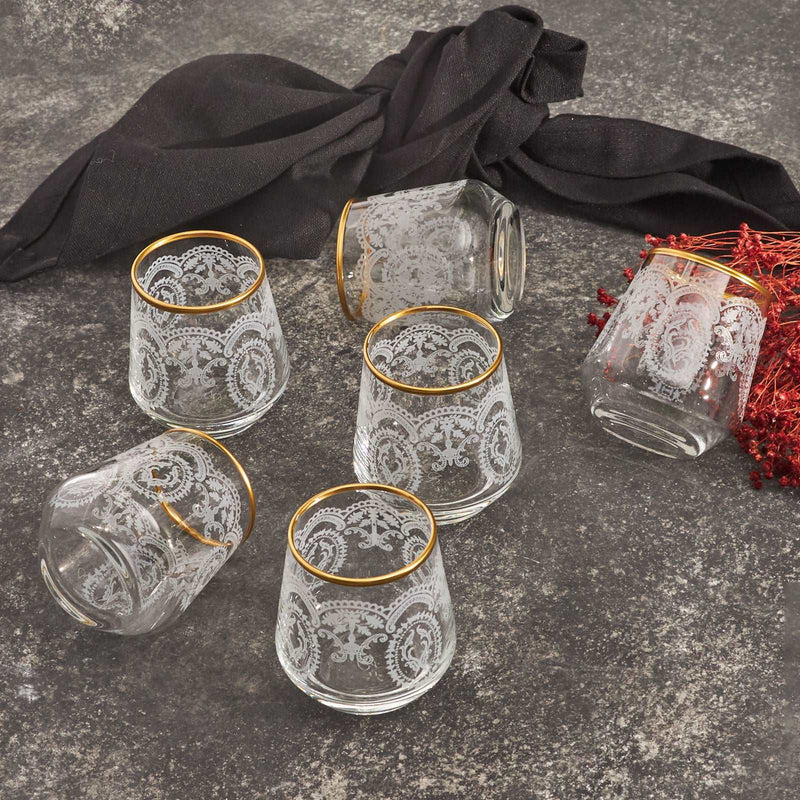 KARACA BEREN Lot de 6 petits verres à eau doré - 6 Parça Kahve Yanı Bardağı Gold