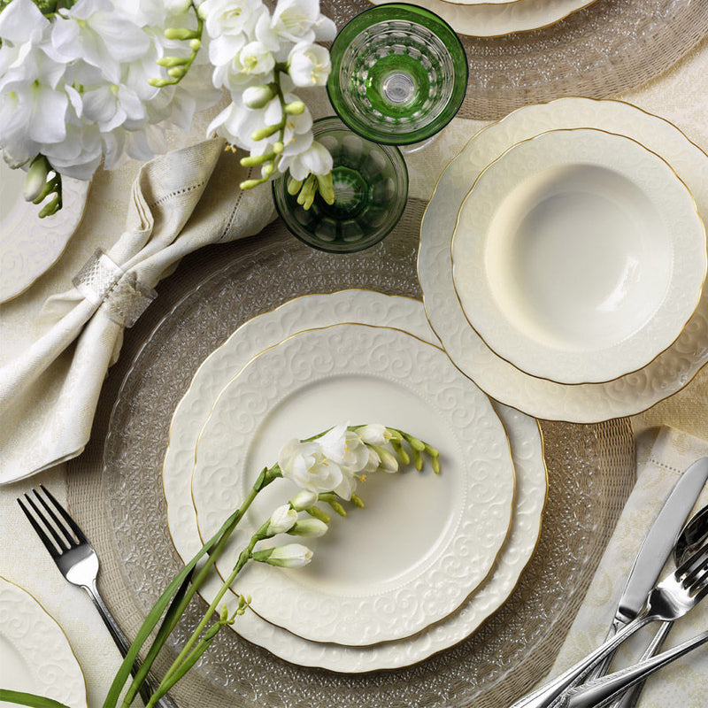 KUTAHYA PORCELAINE BONE IREM GOLD Service liseré doré de table 6 personnes 24 pièces - 24 Parca 6 kisilik fileli yemek takimi gold -  - Tafelservice Gold Rand 24-teilig für 6 Personen