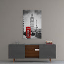 Tableau en verre - Londres Cabine téléphonique et Big Ben (Tour Grande Cloche)
