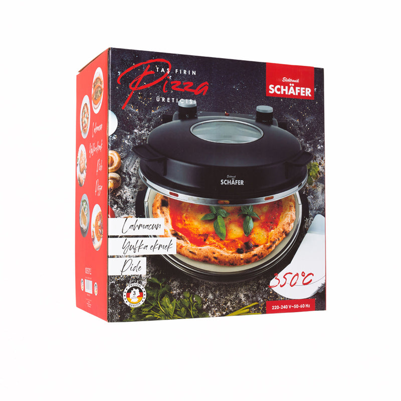 SCHÄFER Four à pizza 32 cm avec accessoires NOIR mat - Bella Home