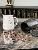 TREND HOME COLLECTION Lot de 2 Mugs BLANC et NOIR motif marbré doré 6 pièces